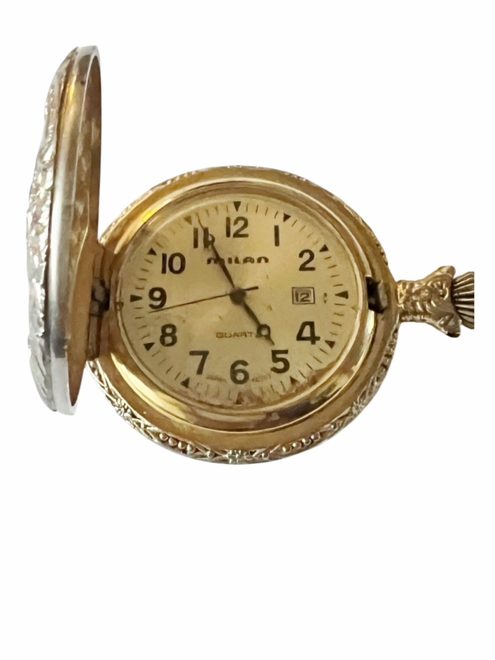 Men’s MILAN Gold Tone, White Dial Railroad / Train Themed Pocket Watch